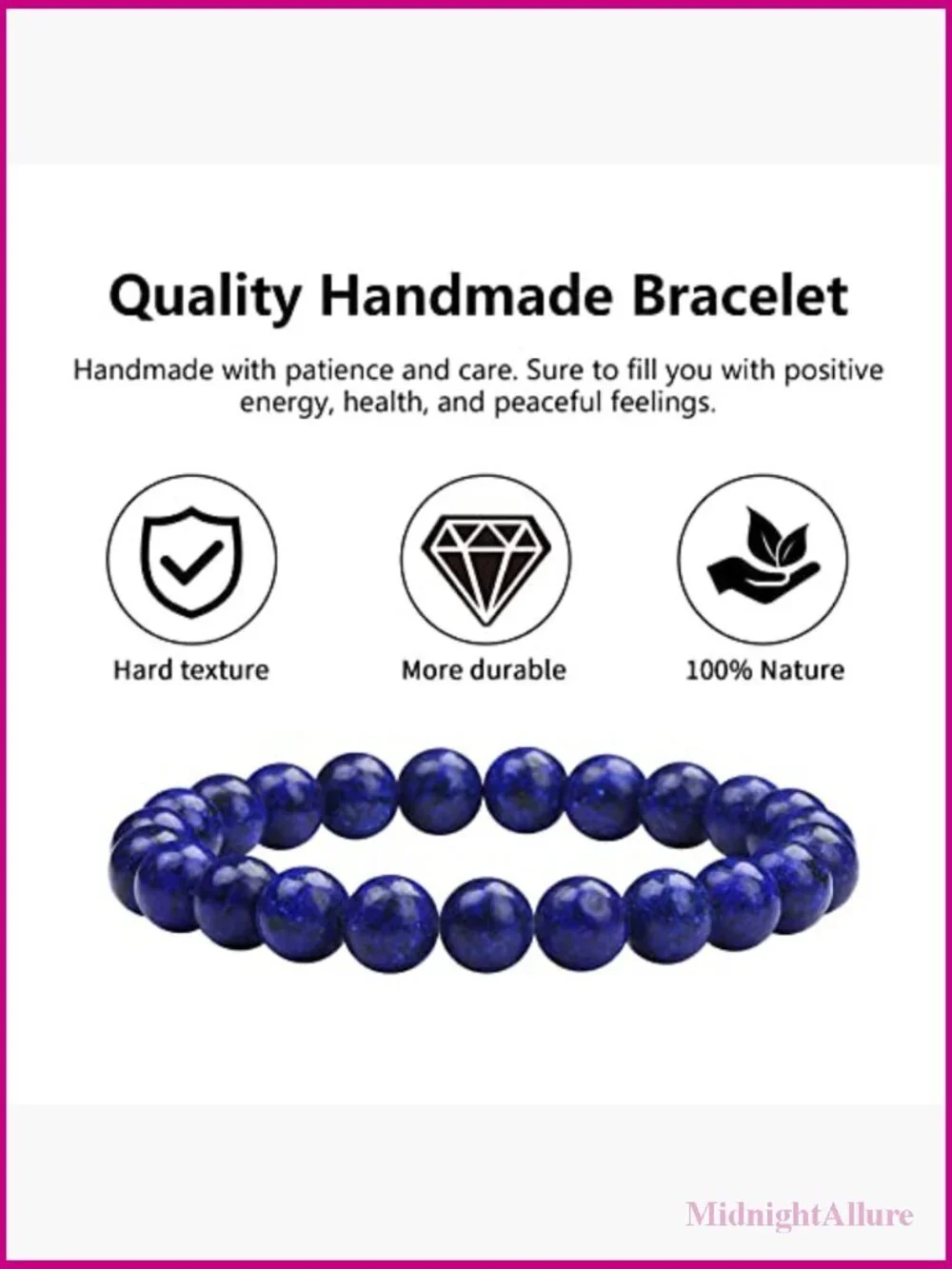 3-pack Healing Crystal Beaded Stretch Bracelets Set Yoga Meditation Stress